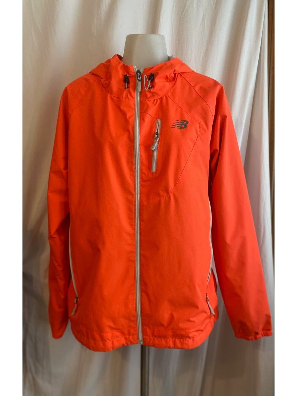 New Balance Orange Hooded Performance Running Windbreaker Jacket XL
